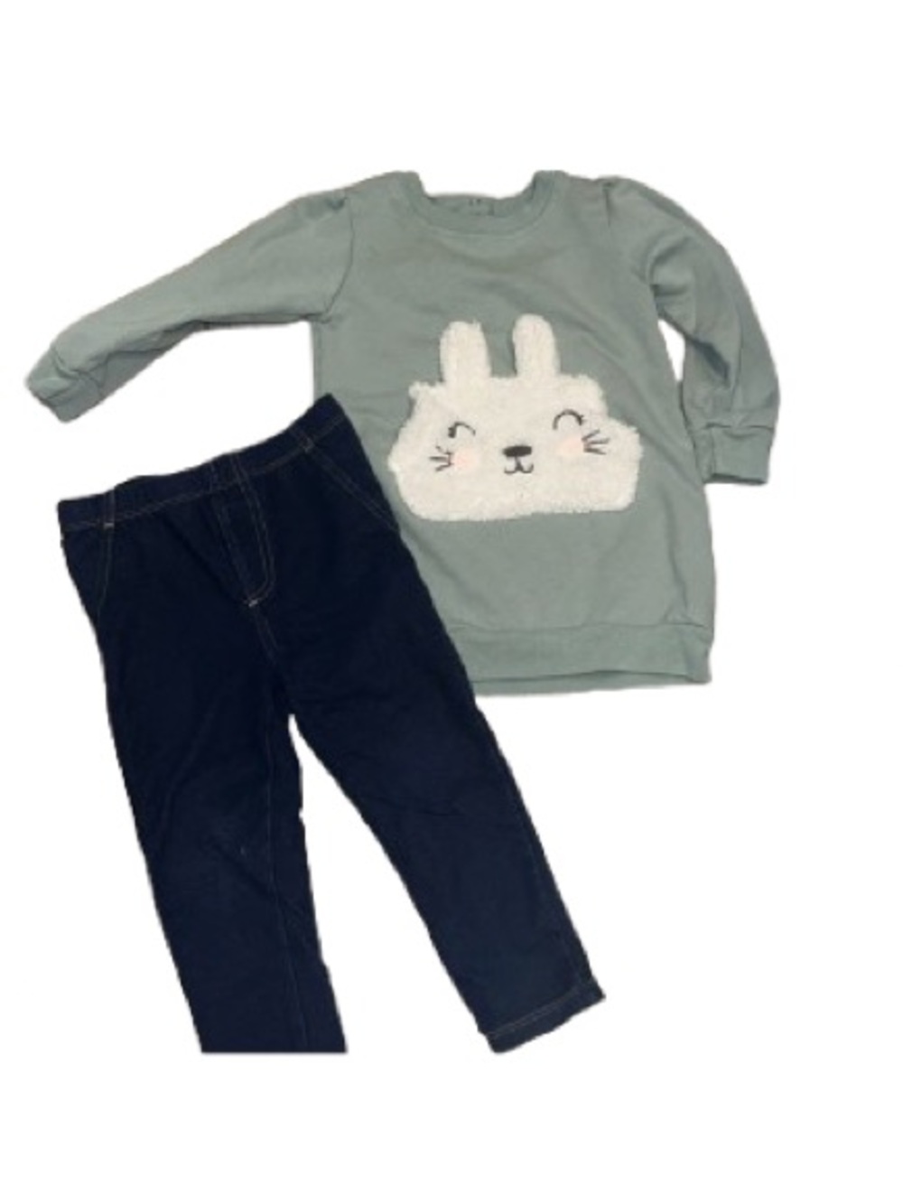 Koala Kids Mint Green Bunny Pullover with Denim Tights